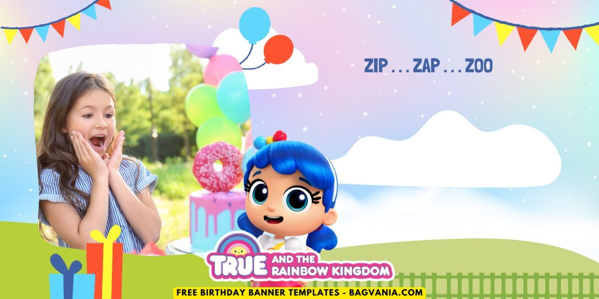 (Free Canva Template) Joyful True & Rainbow Kingdom Birthday Banner Templates E