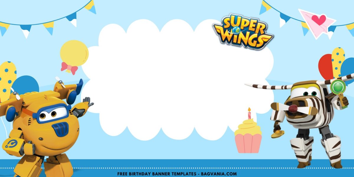 (Free Canva Template) Magical Super Wings Birthday Backdrop Templates E