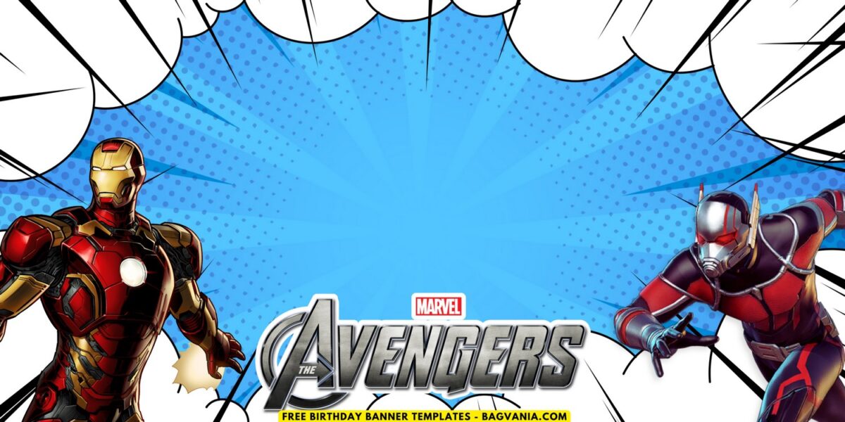 (Free Canva Template) Amazing Marvel Avengers Birthday Backdrop Templates D