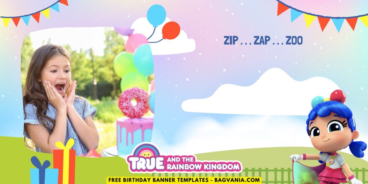 (Free Canva Template) Joyful True & Rainbow Kingdom Birthday Banner Templates F