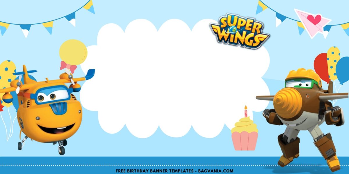 (Free Canva Template) Magical Super Wings Birthday Backdrop Templates F