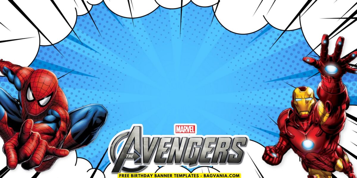 (Free Canva Template) Amazing Marvel Avengers Birthday Backdrop Templates E