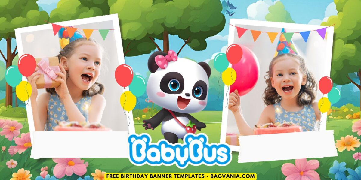 (Free Canva Template) Lovely BabyBus Birthday Banner Templates F