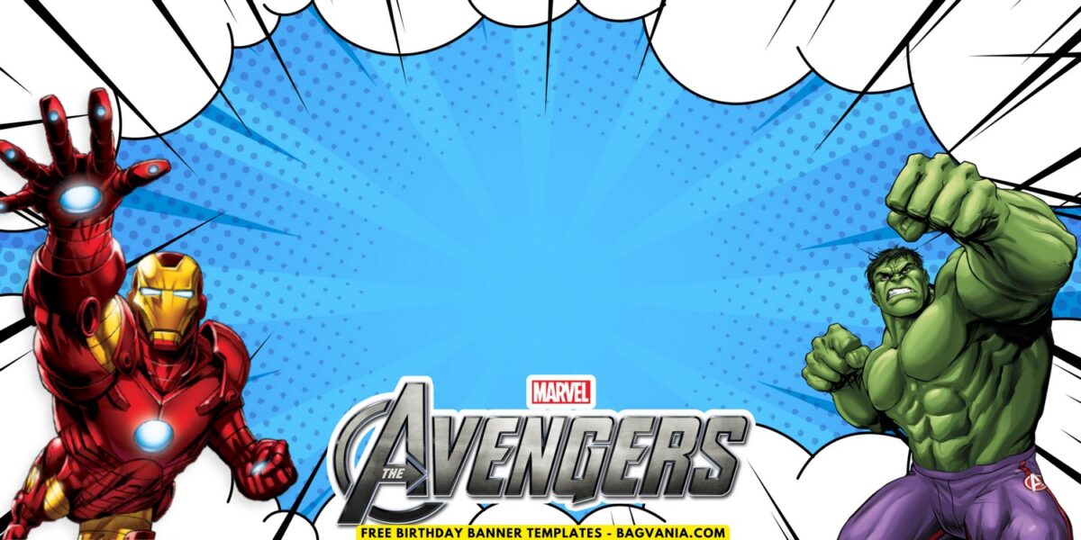 (Free Canva Template) Amazing Marvel Avengers Birthday Backdrop Templates F