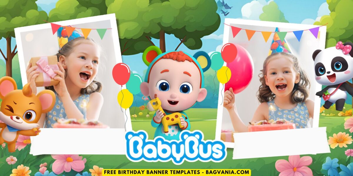 (Free Canva Template) Lovely BabyBus Birthday Banner Templates G