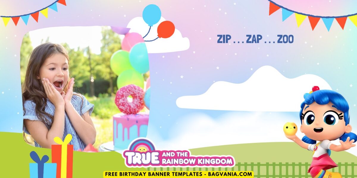 (Free Canva Template) Joyful True & Rainbow Kingdom Birthday Banner Templates G