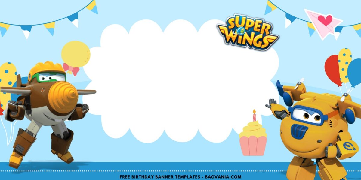 (Free Canva Template) Magical Super Wings Birthday Backdrop Templates G
