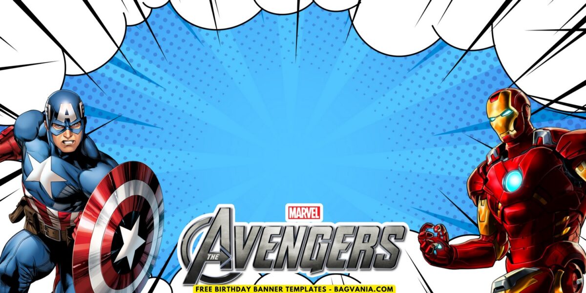(Free Canva Template) Amazing Marvel Avengers Birthday Backdrop Templates H