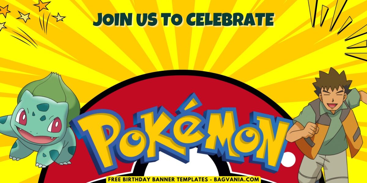 (Free Canva Template) Adorable Pokemon Universe Birthday Banner Templates G