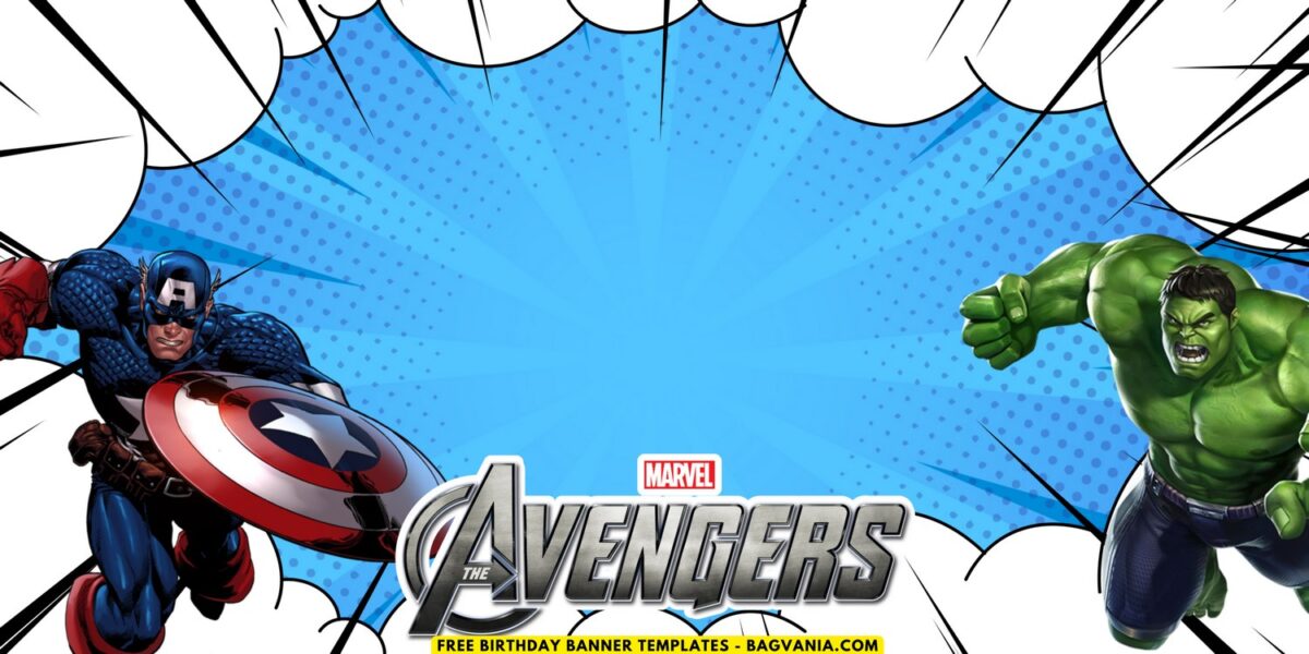 (Free Canva Template) Amazing Marvel Avengers Birthday Backdrop Templates G