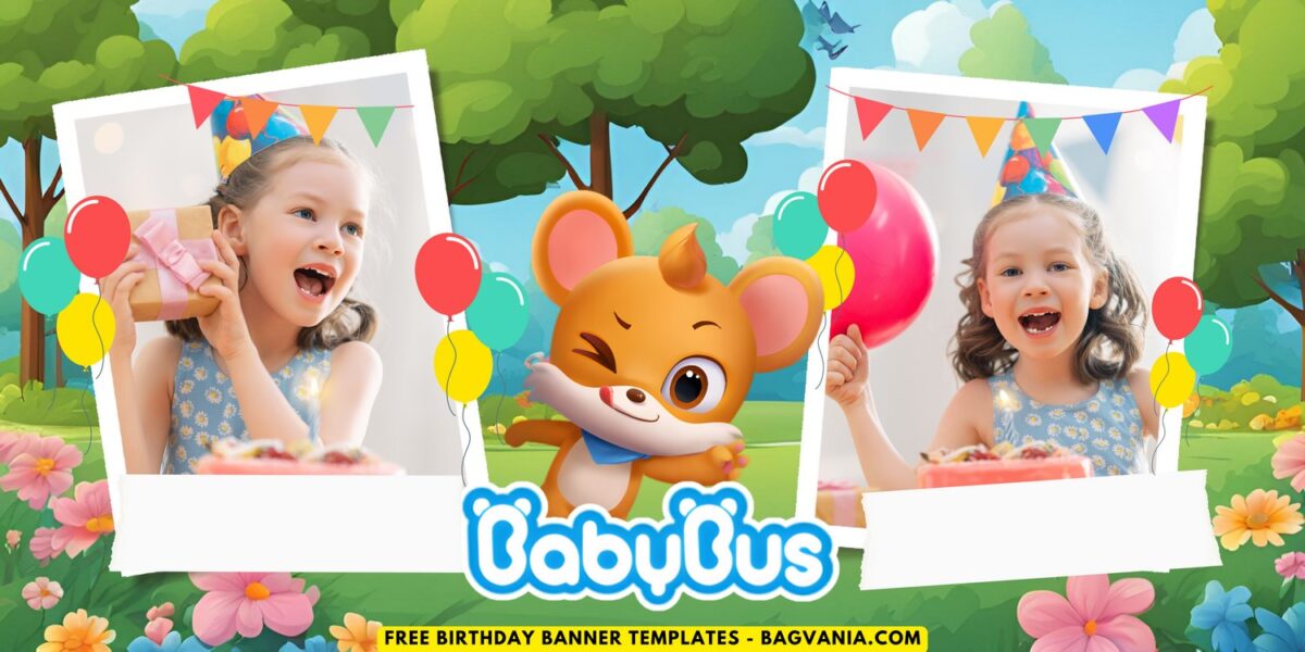 (Free Canva Template) Lovely BabyBus Birthday Banner Templates H