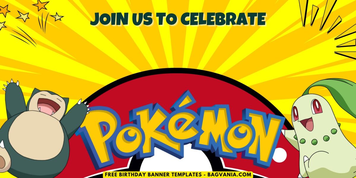 (Free Canva Template) Adorable Pokemon Universe Birthday Banner Templates J