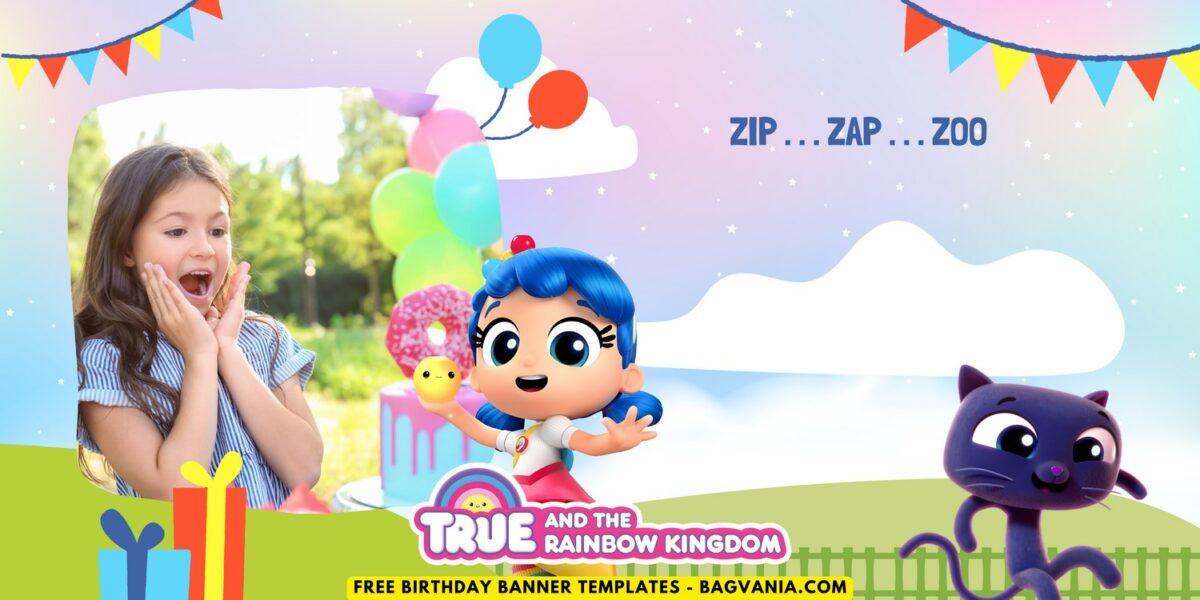 (Free Canva Template) Joyful True & Rainbow Kingdom Birthday Banner Templates A