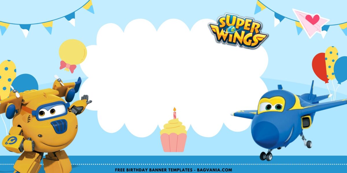 (Free Canva Template) Magical Super Wings Birthday Backdrop Templates H