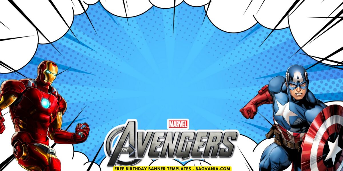 (Free Canva Template) Amazing Marvel Avengers Birthday Backdrop Templates I
