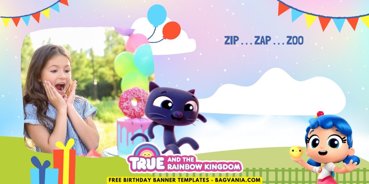 (Free Canva Template) Joyful True & Rainbow Kingdom Birthday Banner Templates B