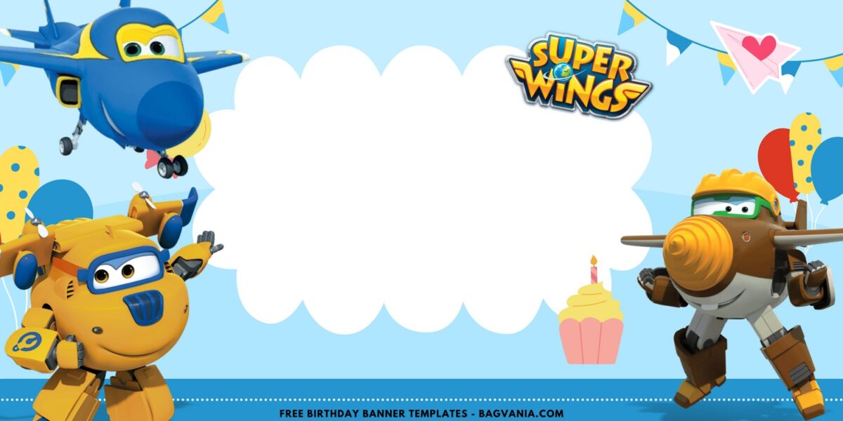 (Free Canva Template) Magical Super Wings Birthday Backdrop Templates A
