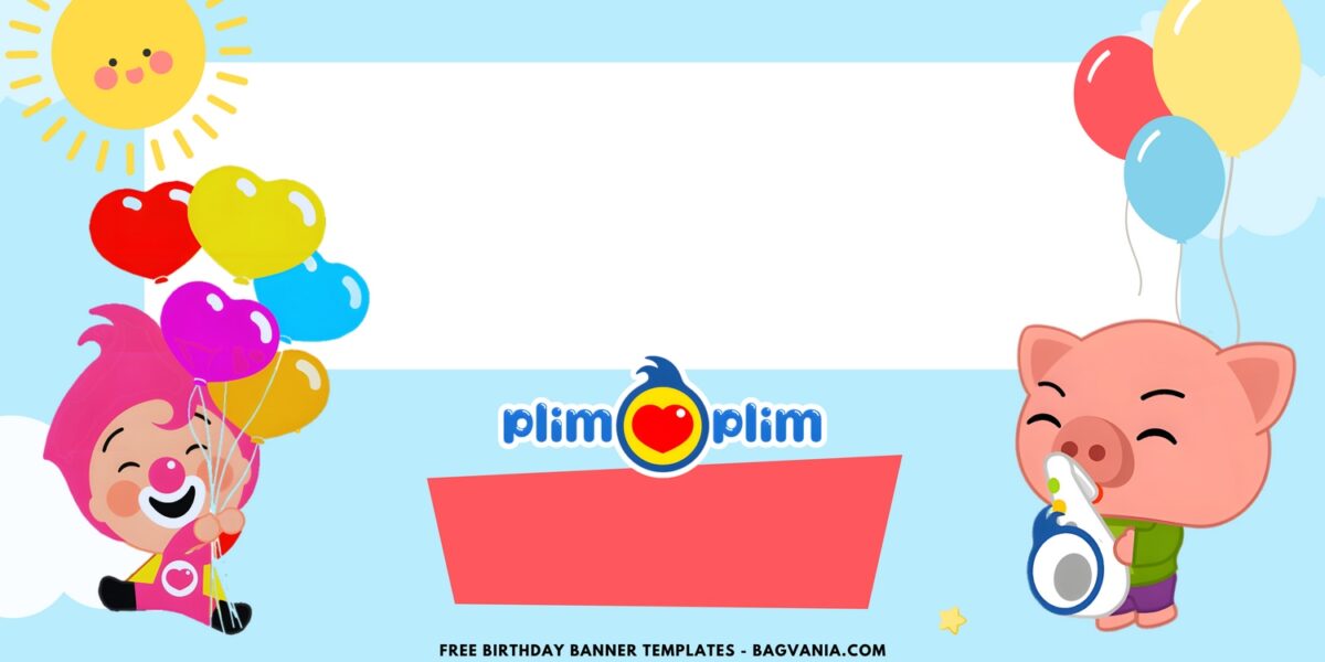 (Free Canva Template) Happy-Go-Lucky Plim Plim Birthday Banner Templates D