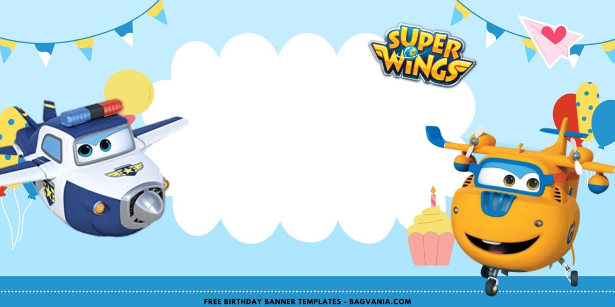 (Free Canva Template) Magical Super Wings Birthday Backdrop Templates B