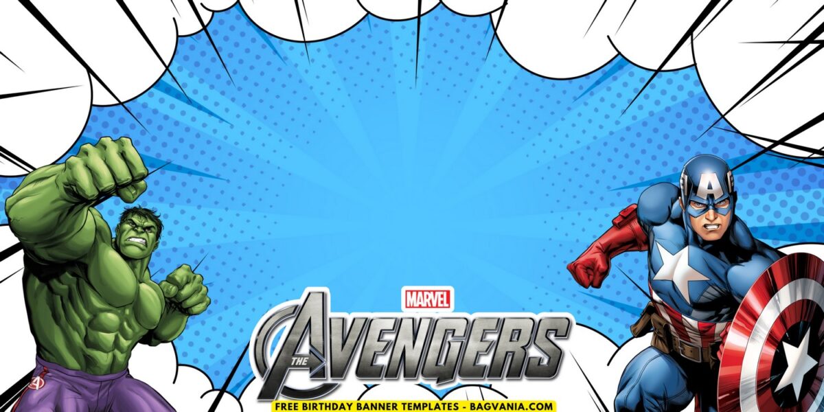 (Free Canva Template) Amazing Marvel Avengers Birthday Backdrop Templates A