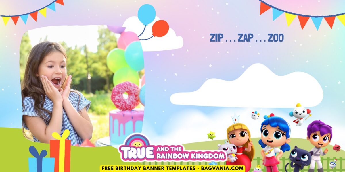 (Free Canva Template) Joyful True & Rainbow Kingdom Birthday Banner Templates C