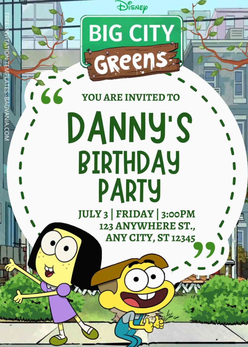 FREE Big City Green Birthday Invitation Templates