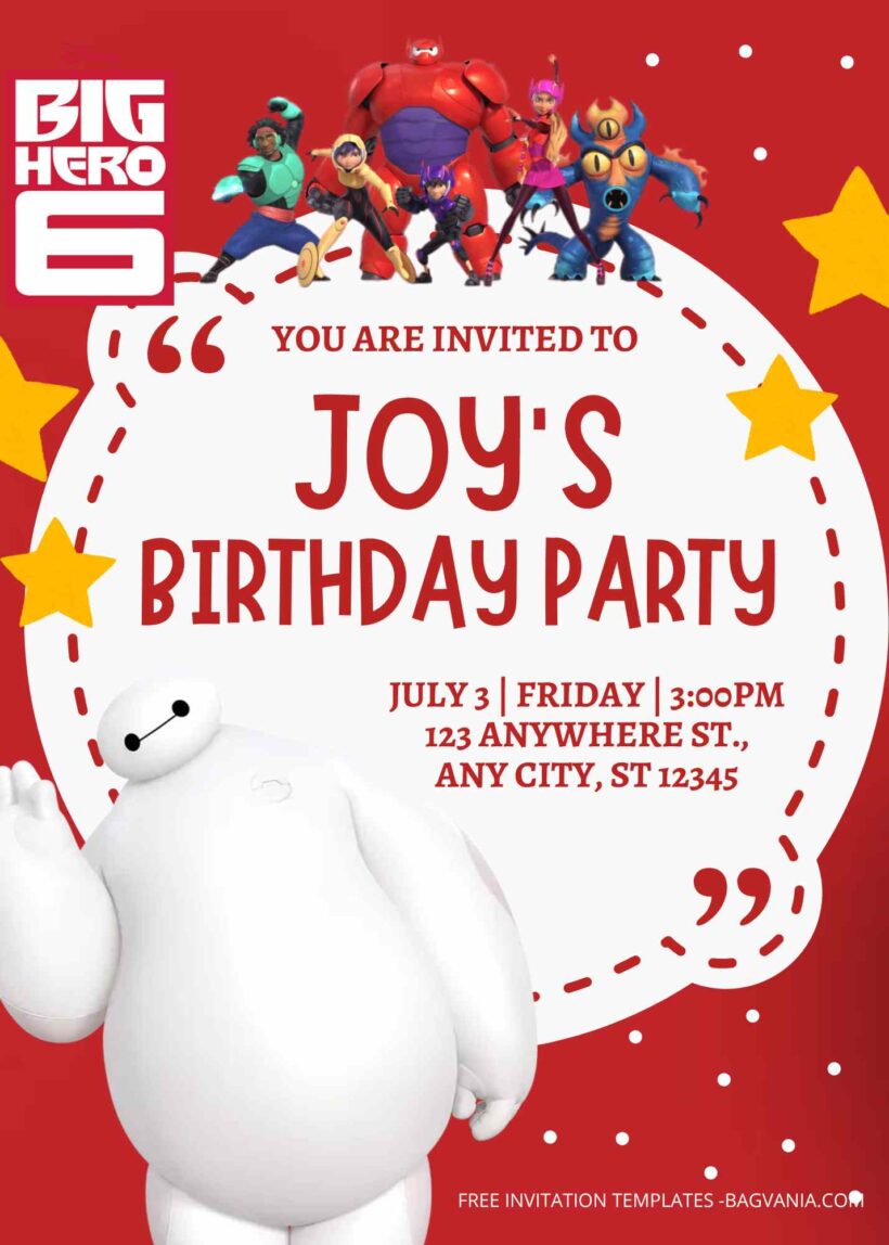 FREE Big Hero Birthday Invitation Templates