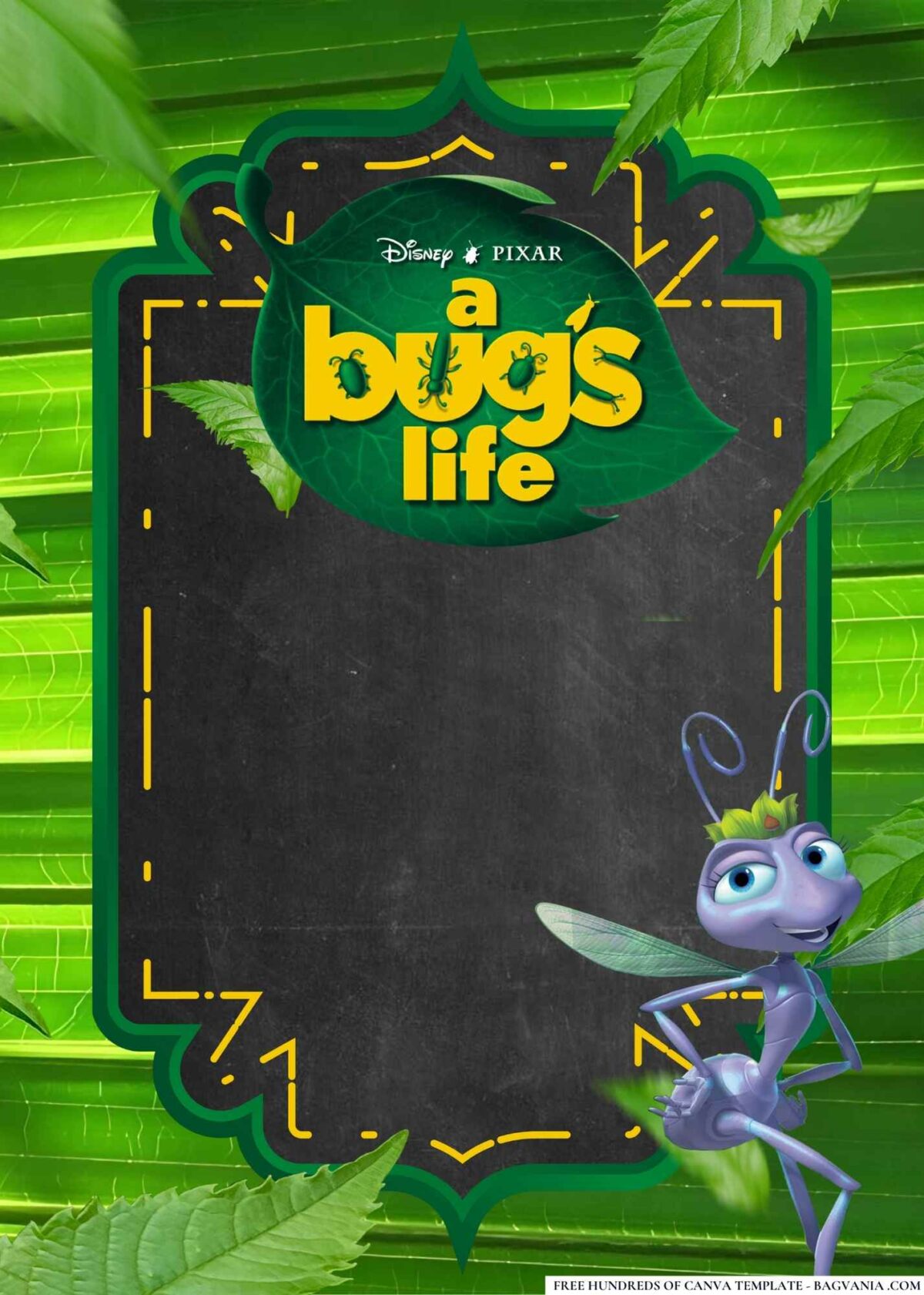 FREE Editable A Bug's Life Birthday Invitations