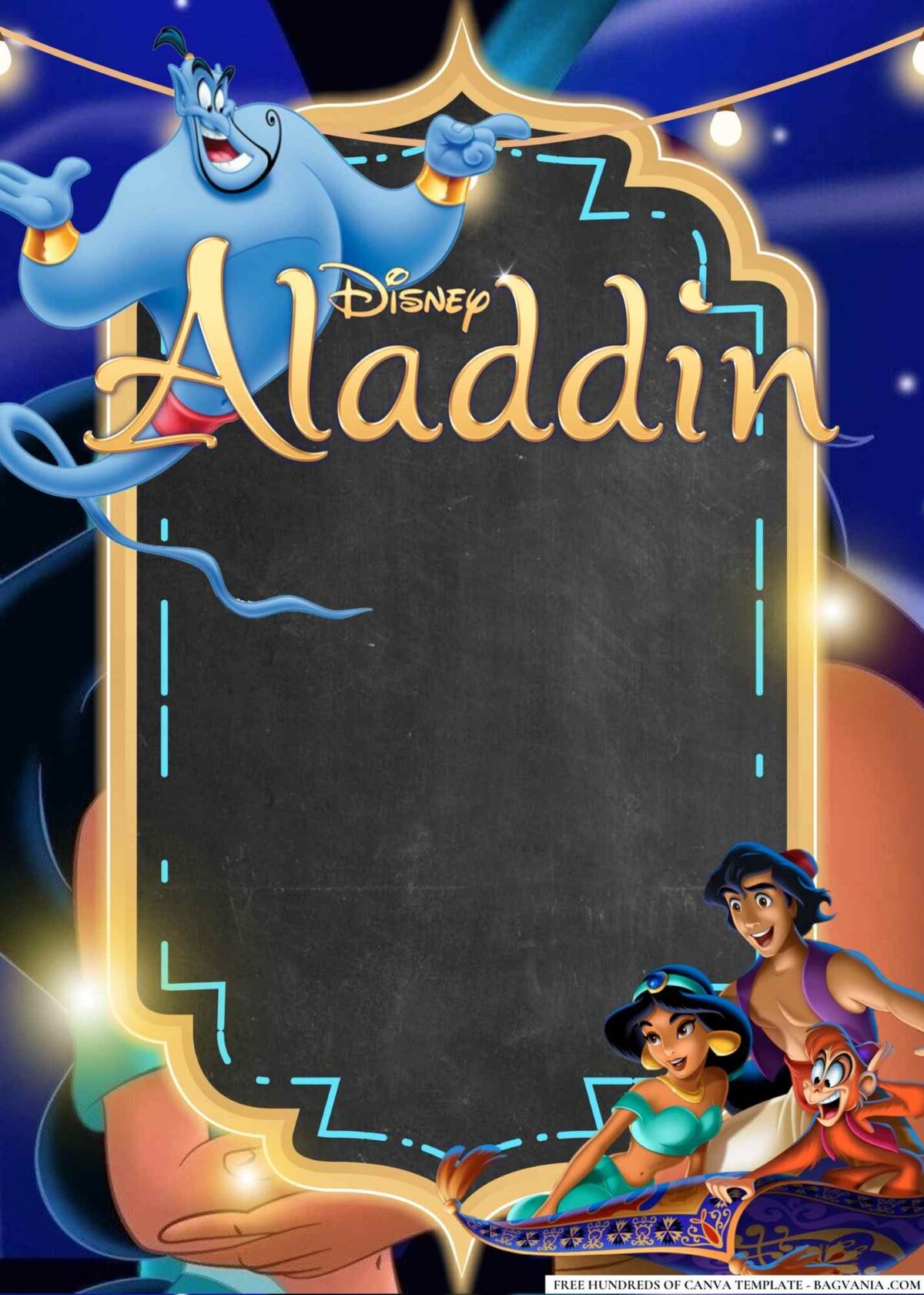 FREE Editable Aladdin Birthday Invitations