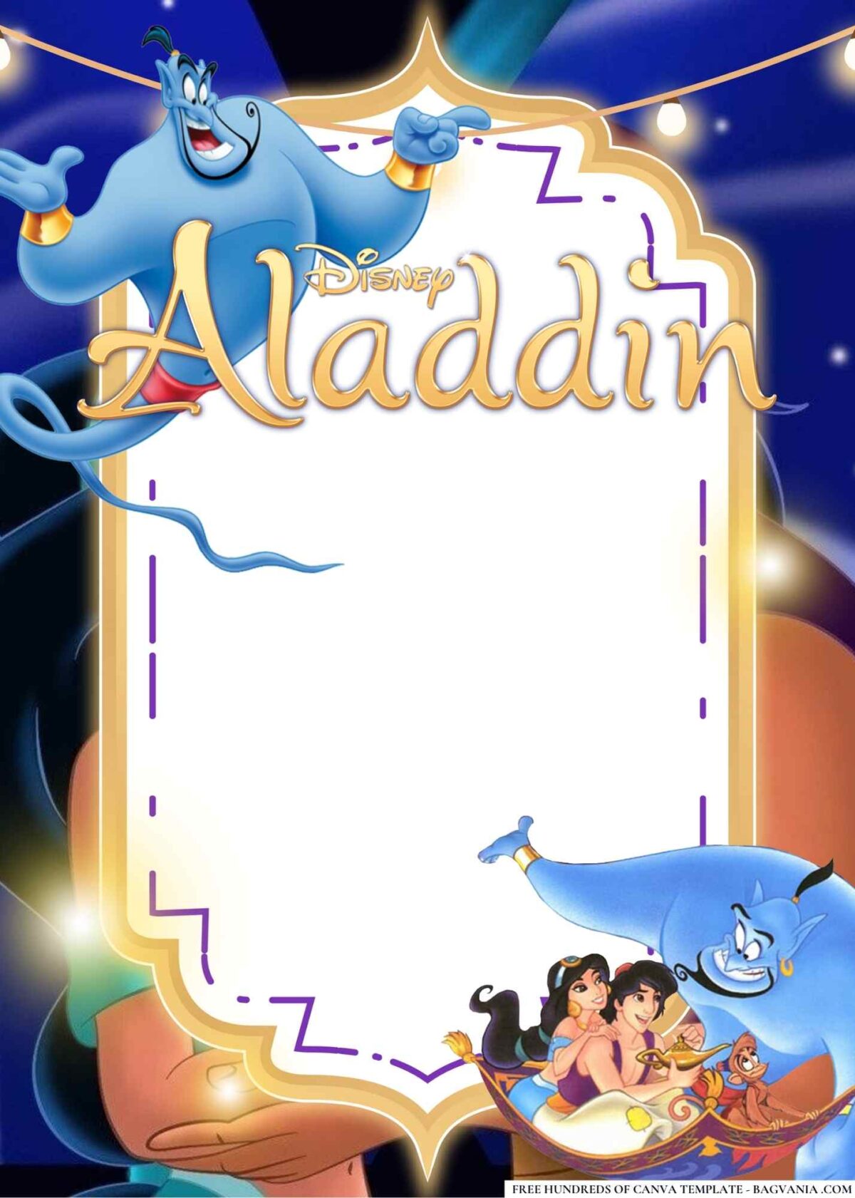 FREE Editable Aladdin Birthday Invitations