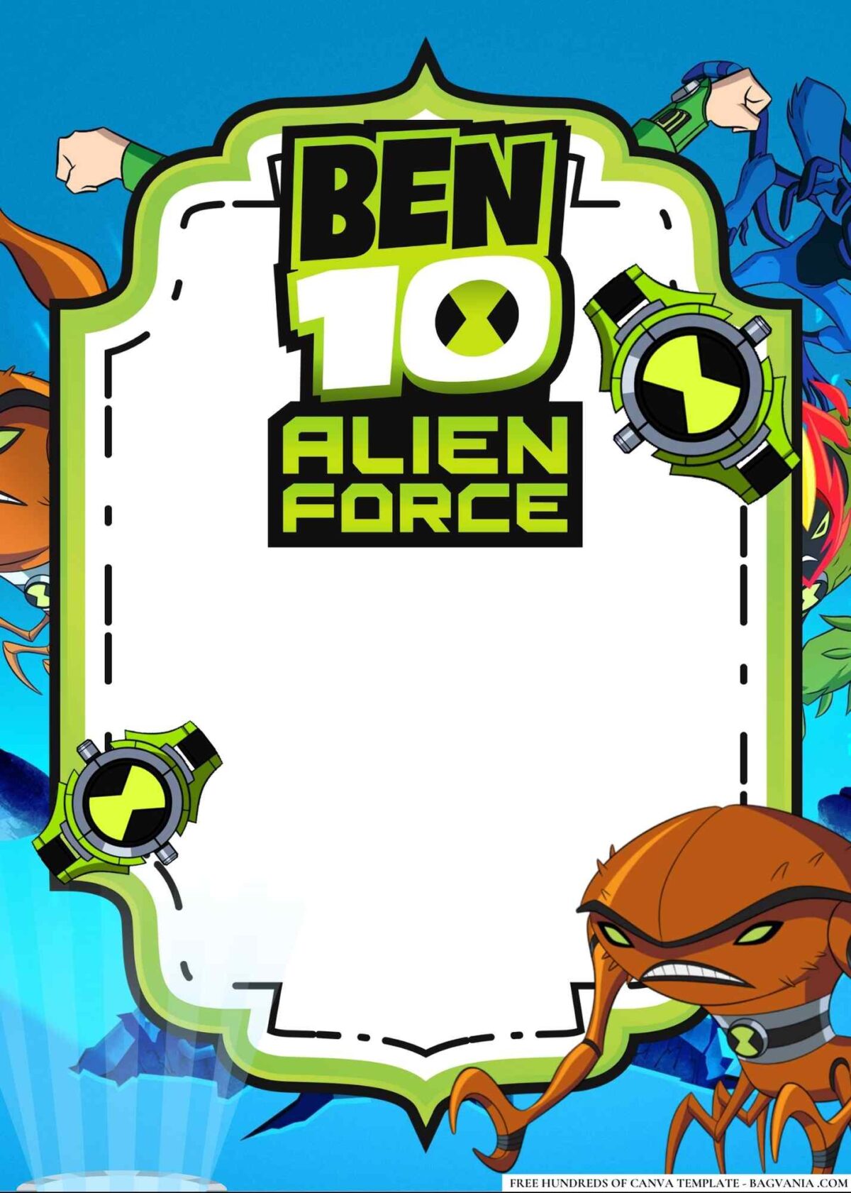 FREE Editable Ben 10 Alien Force Birthday Invitations