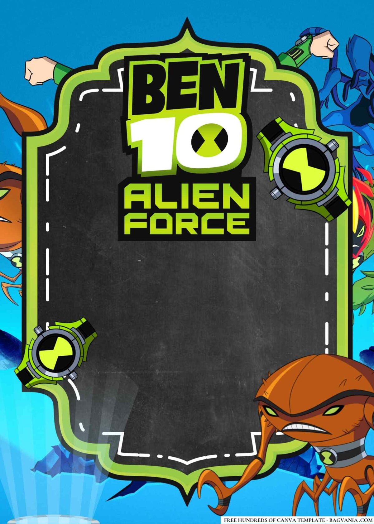 FREE Editable Ben 10 Alien Force Birthday Invitations