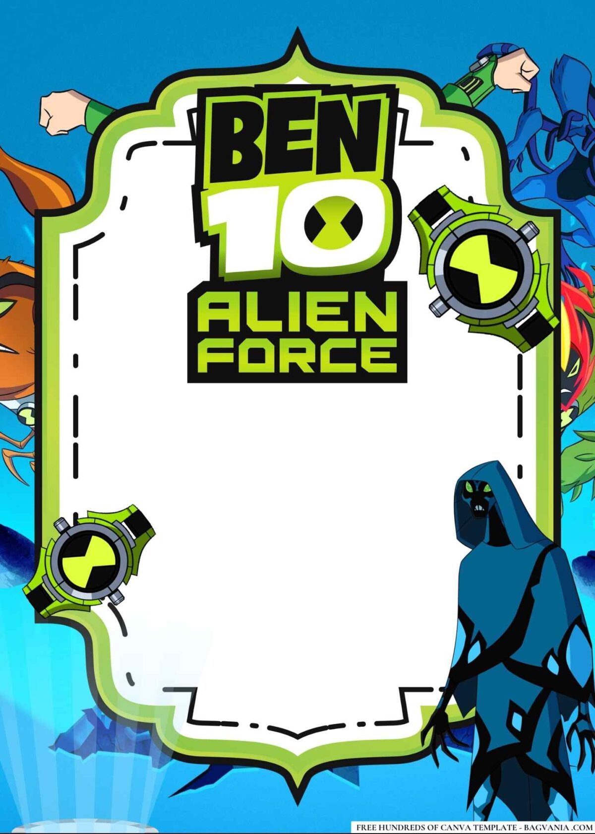 FREE Editable Ben 10 Alien Force Birthday Invitations