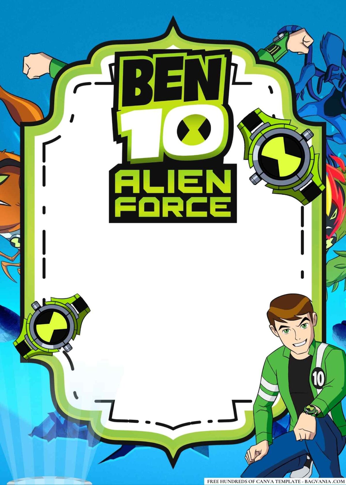 FREE Editable Ben 10 Alien Force Birthday Invitations