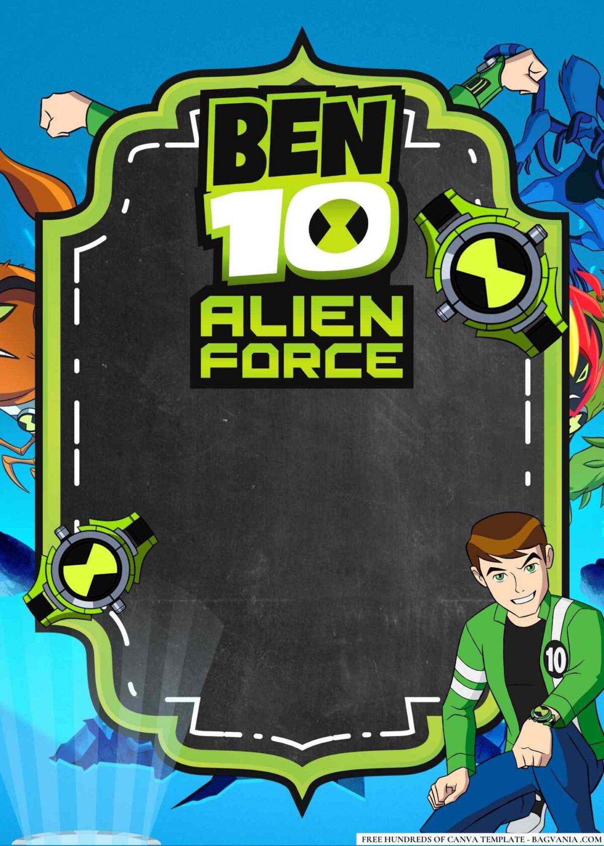 FREE Editable Ben 10 Alien Force Birthday Invitations