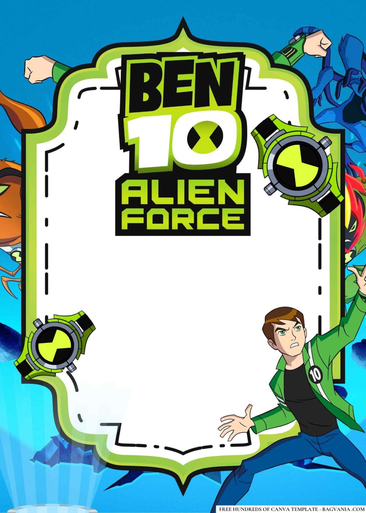 FREE Editable Ben 10 Alien Force Birthday Invitations