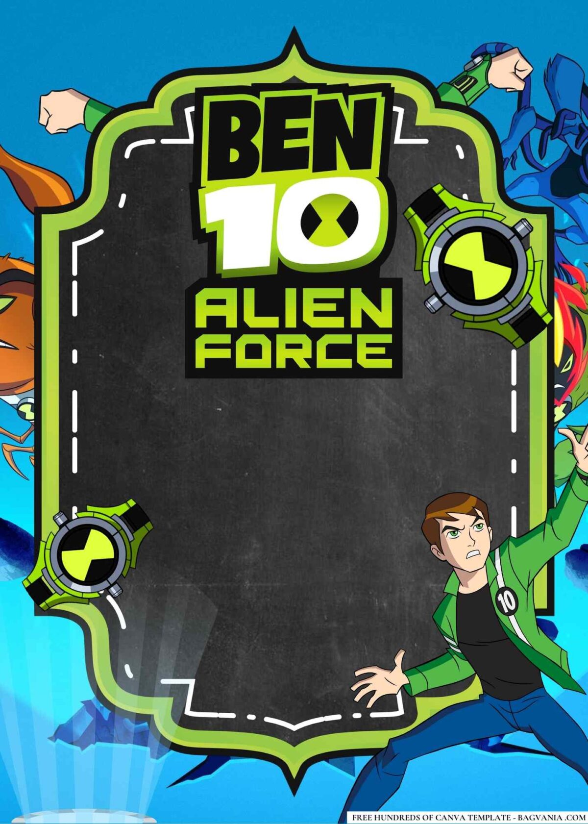 FREE Editable Ben 10 Alien Force Birthday Invitations