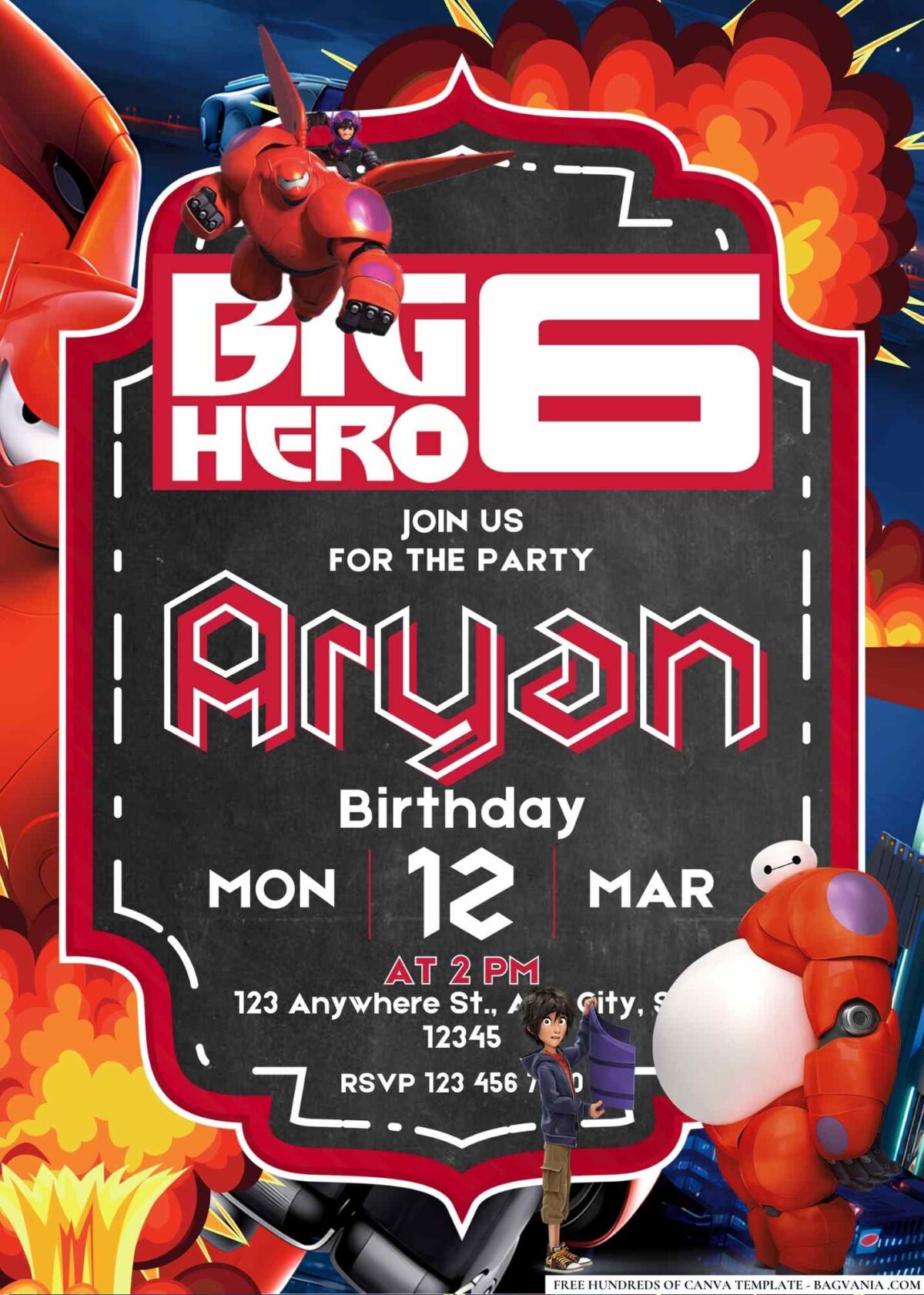 FREE Editable Big Hero 6 Birthday Invitations