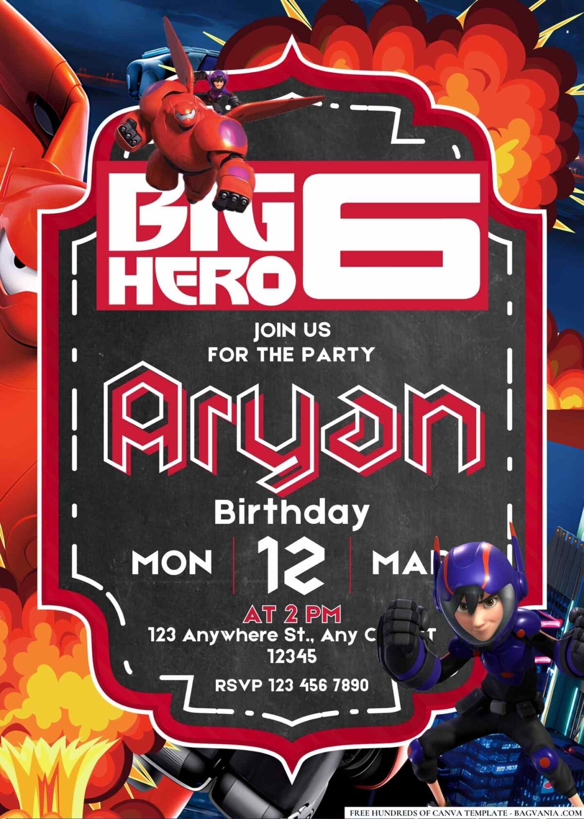 FREE Editable Big Hero 6 Birthday Invitations