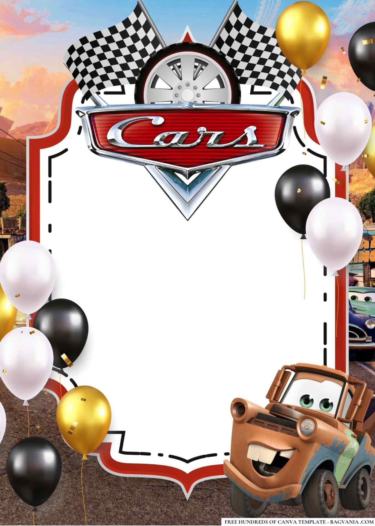 FREE Editable Disney Cars Birthday Invitations