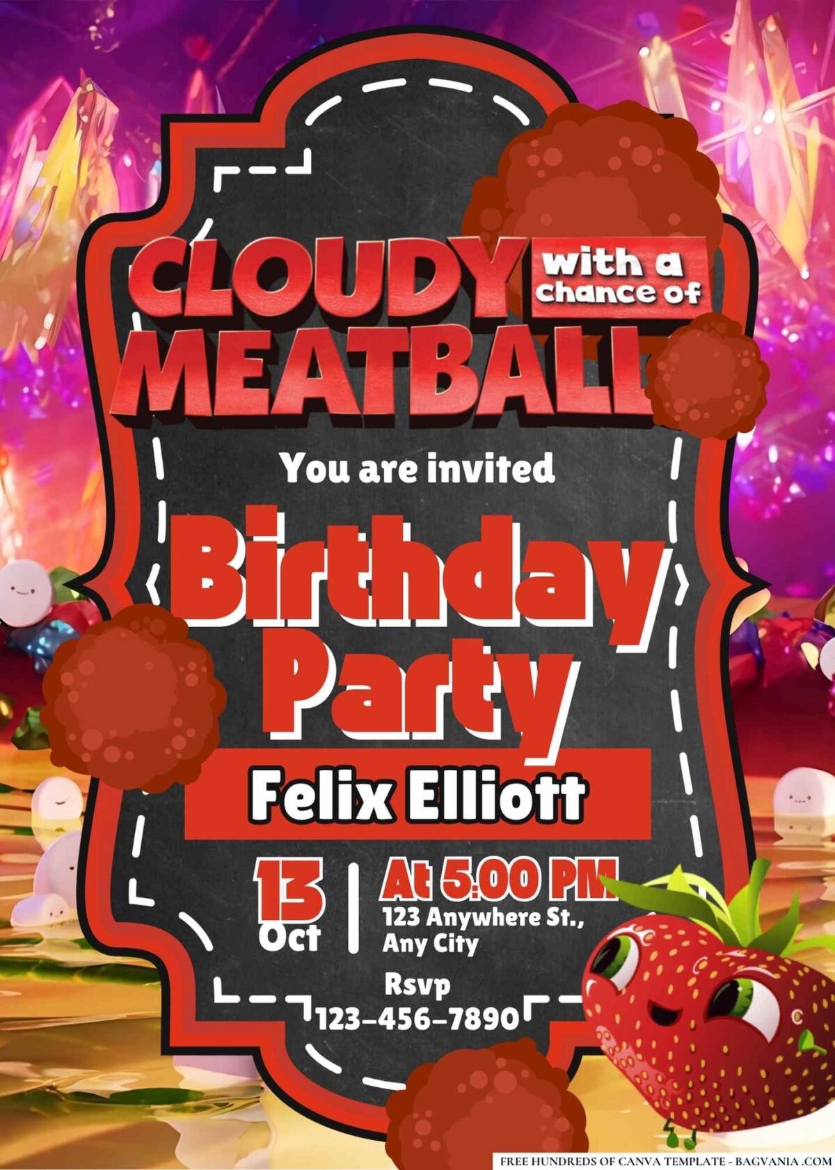 FREE Editable Cloudy with a Chance of Meatballs Birthday Invitations