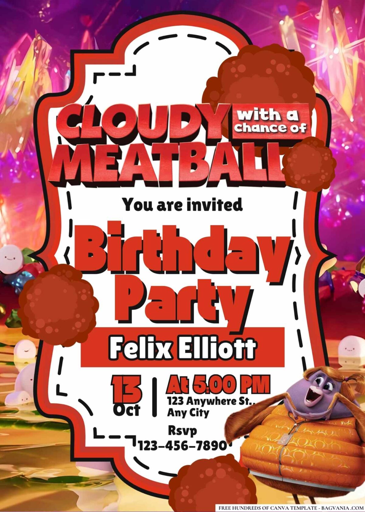 FREE Editable Cloudy with a Chance of Meatballs Birthday Invitations