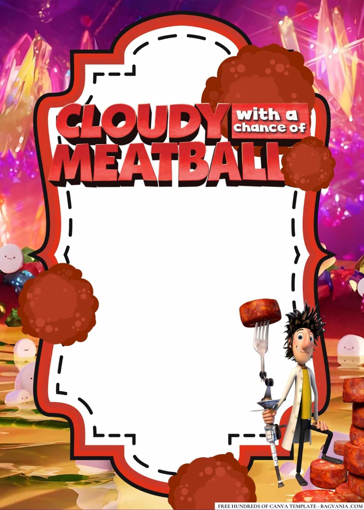 FREE Editable Cloudy with a Chance of Meatballs Birthday Invitations