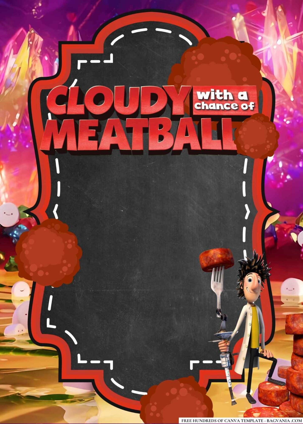 FREE Editable Cloudy with a Chance of Meatballs Birthday Invitations