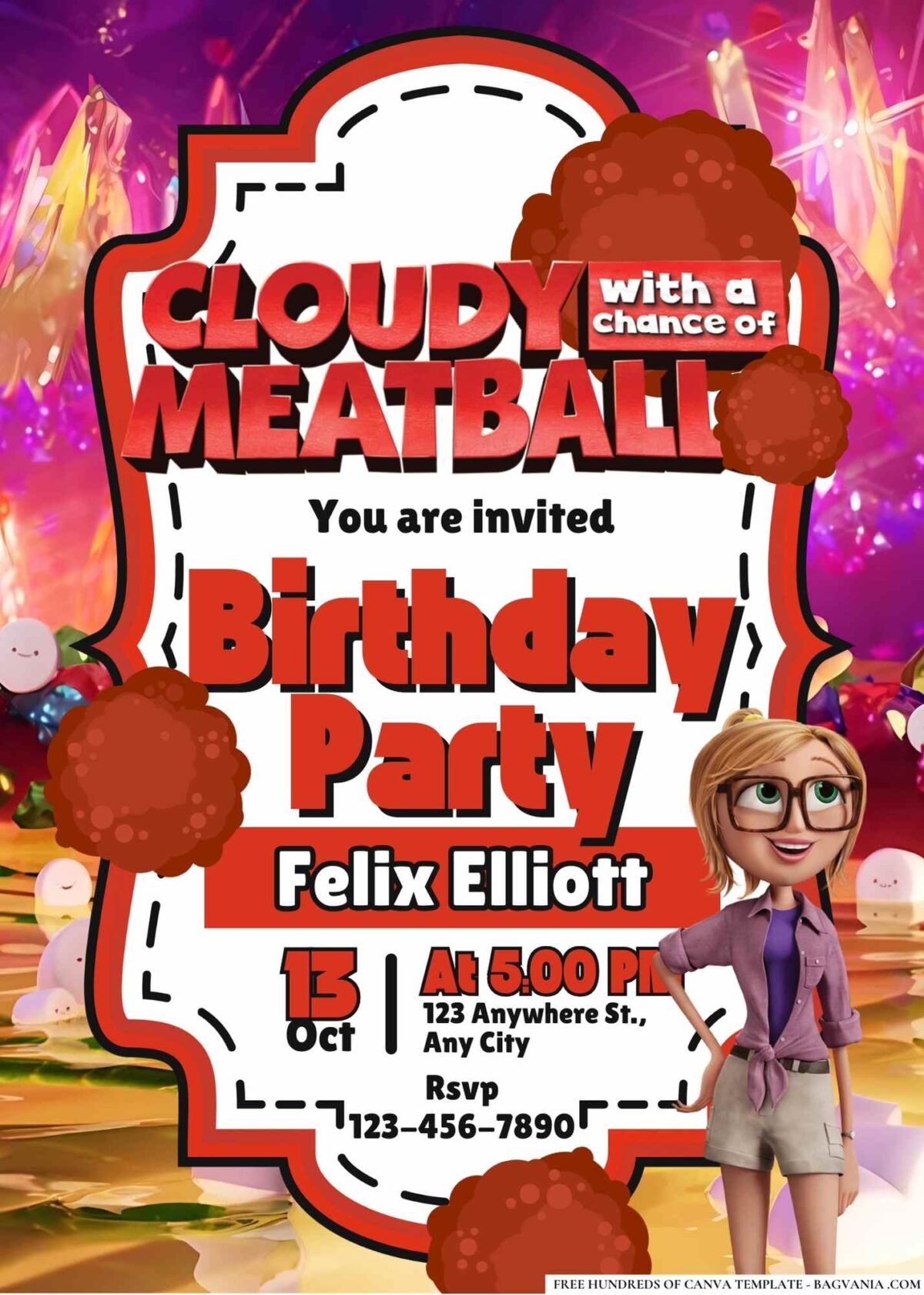 FREE Editable Cloudy with a Chance of Meatballs Birthday Invitations