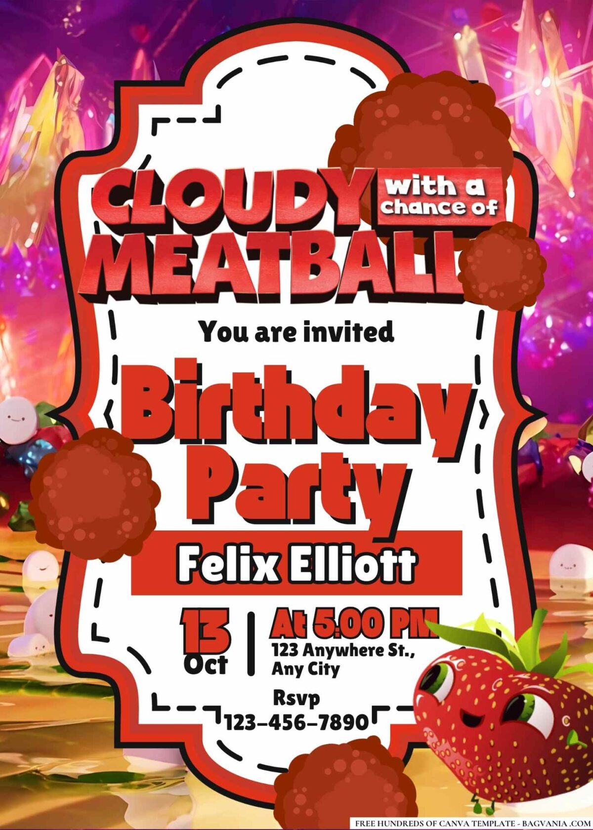 FREE Editable Cloudy with a Chance of Meatballs Birthday Invitations