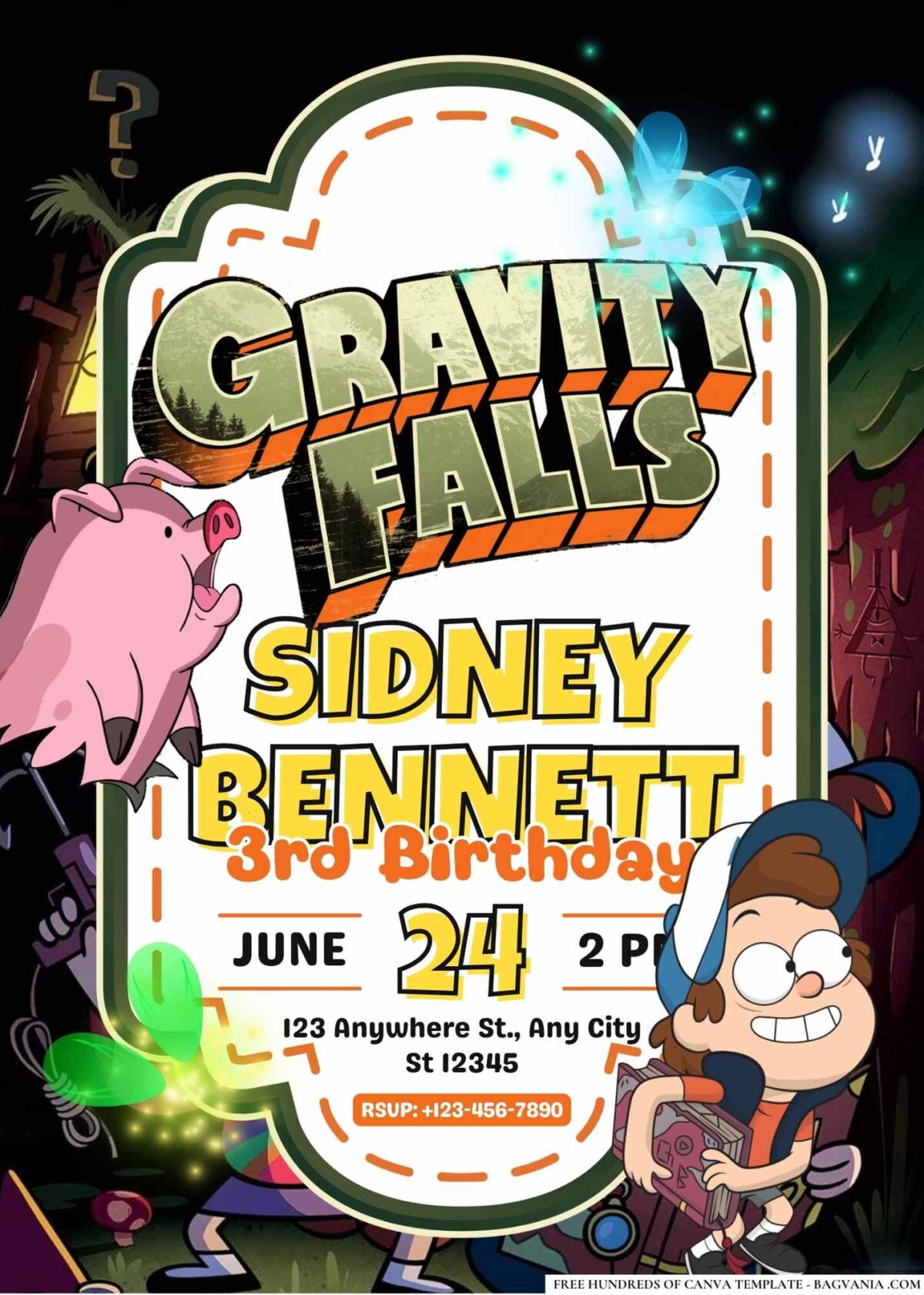 FREE Editable Gravity Falls Birthday Invitations