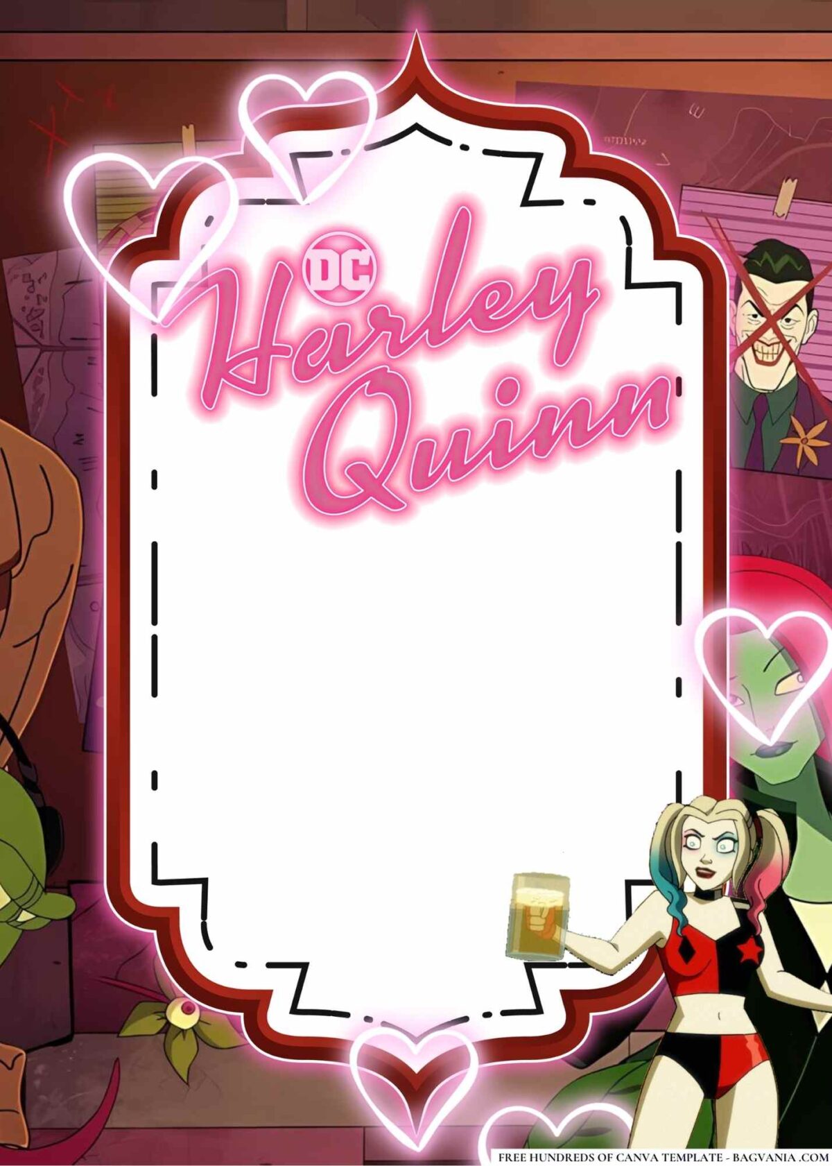 FREE Editable Harley Quinn Birthday Invitations
