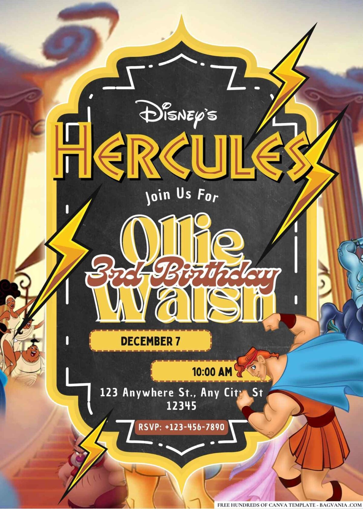 FREE Editable Hercules Birthday Invitations