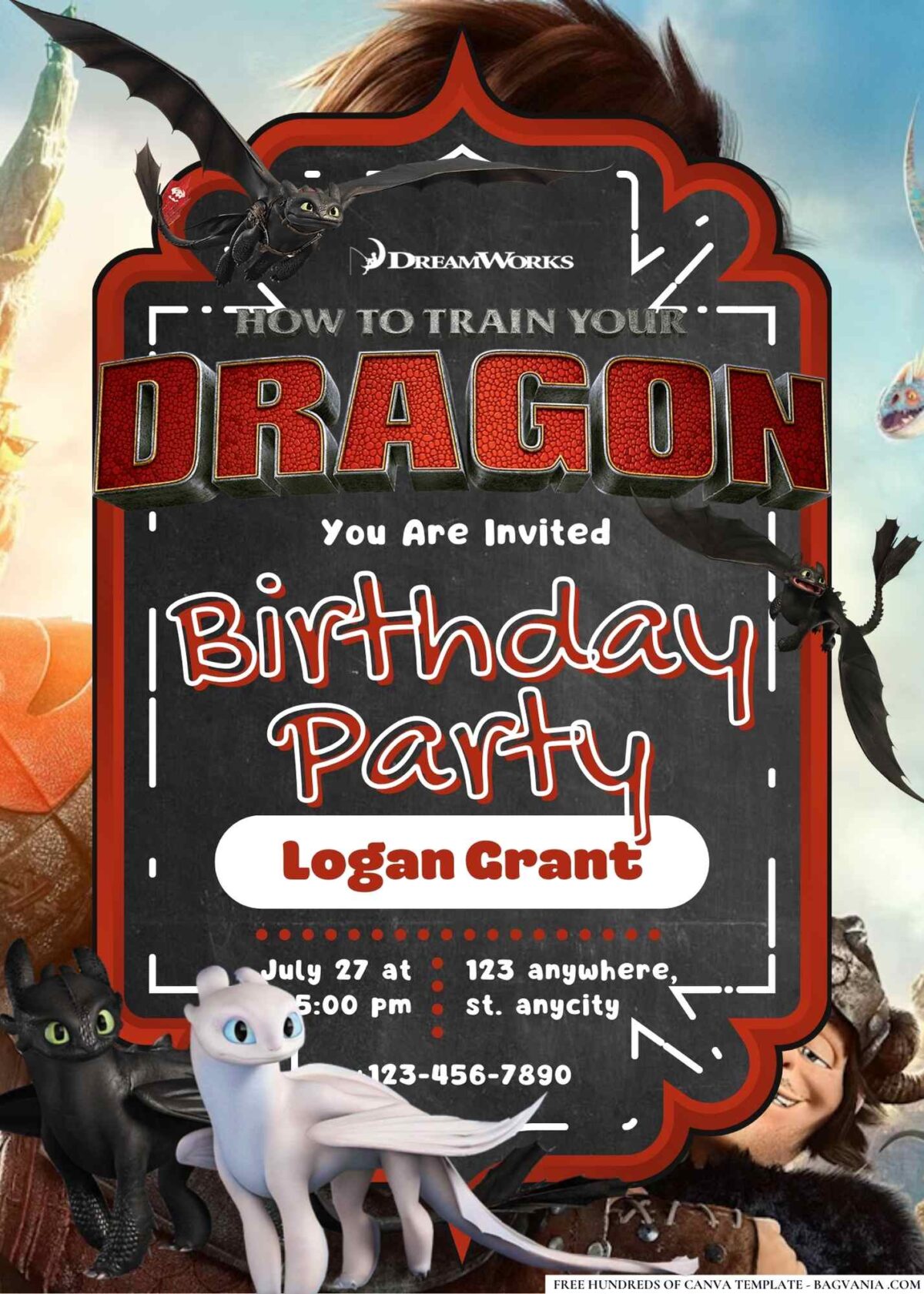 FREE Editable How to Train Your Dragon Birthday Invitations